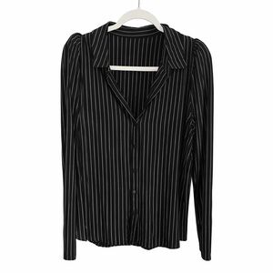 Chic Black Striped Button Down Shirt